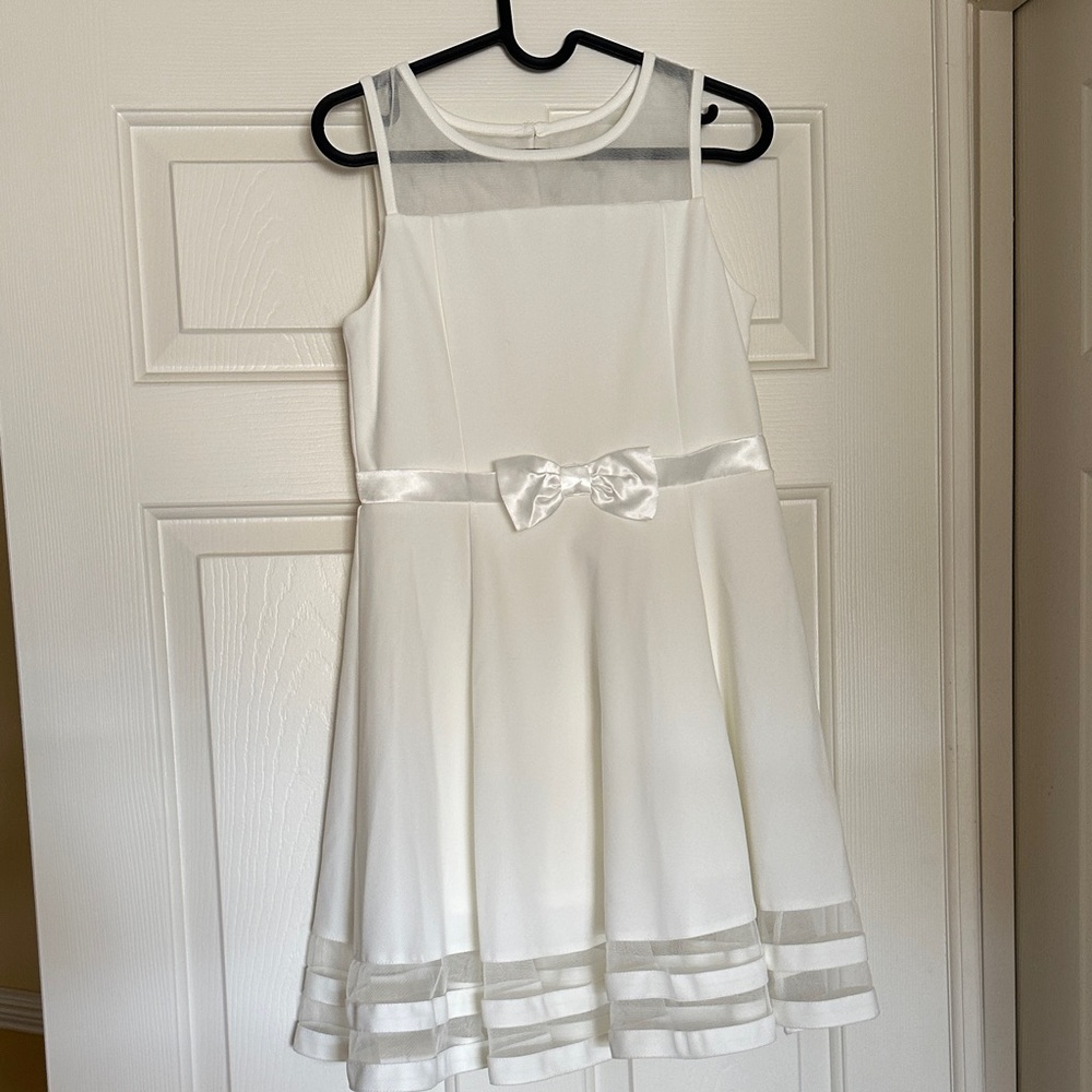 Calvin Klein Girls Illusion Mesh Bow Front Dress